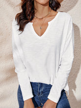 EMERY ROSE Notched Neckline Drop Shoulder Tee